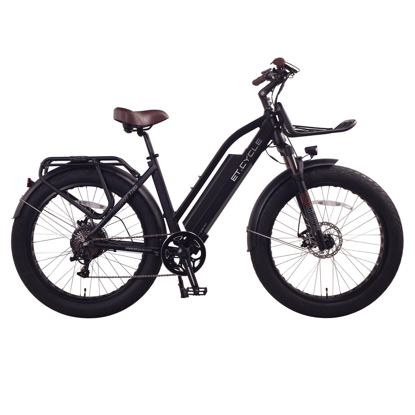ET.Cycle T720 Fat Trekking Step-thru E-Bike, 300W-750W, 48V 15Ah, 720Wh Battery [Matt Black 26"]