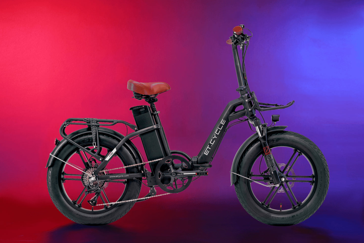 ET.Cycle F720 Fat Tyre Folding E-Bike, 300W-750W, 48V 15Ah, 720Wh [Black 20"]