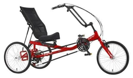 Rehatri Recumbent Trike, Pedal version, 16"Front and 20" rear wheel size, 350mm step through height, RED