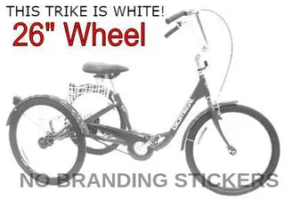 No branding stickers - TRIKE 26" 3 Speed (Coaster) NEXUS, 2500 Series (Designed in Australia) Clean WHITE